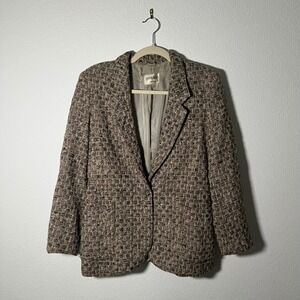 Nordstrom Gallery Womens Wool‎ Blend Tweed Blazer Jacket Career Coat